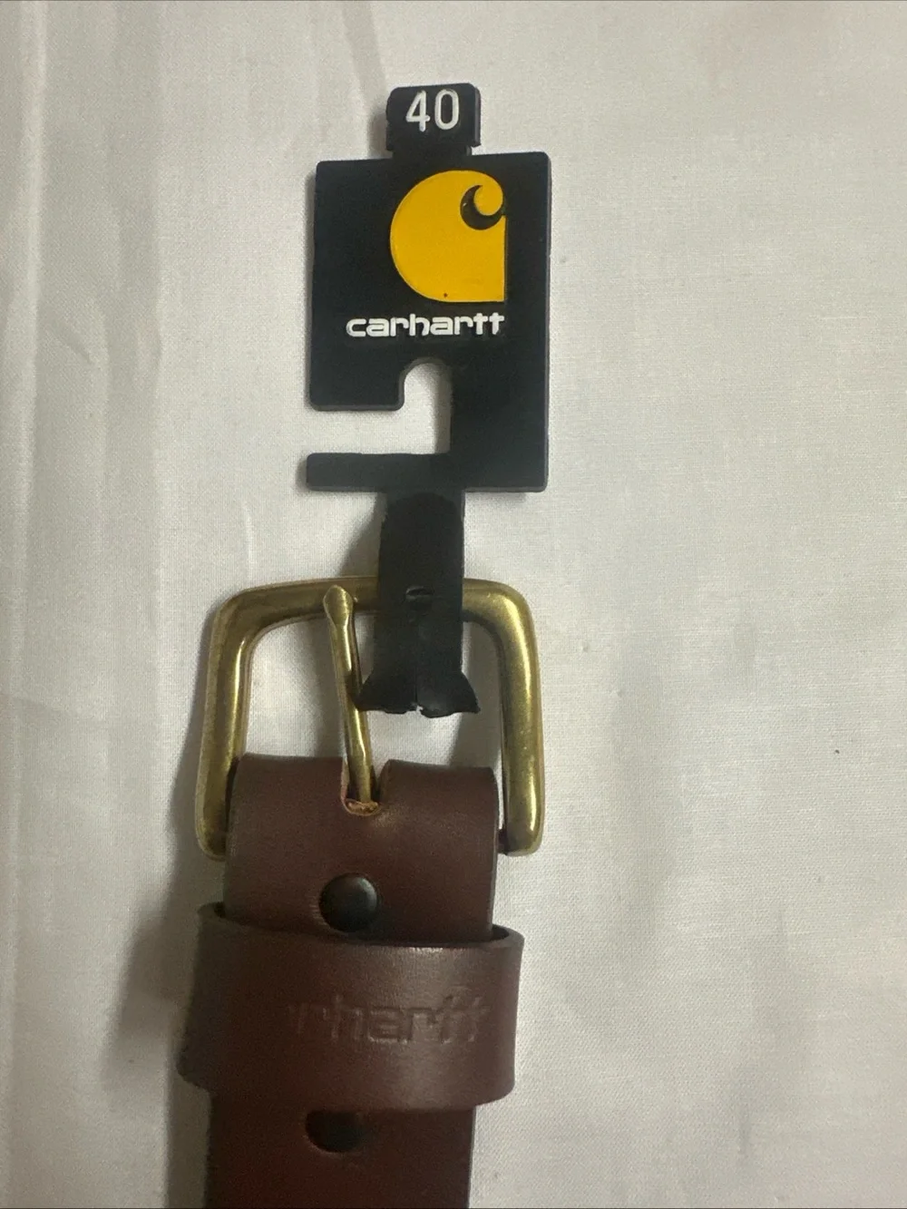 Carhartt Dark Brown Genuine Leather Belt with Brass Finish